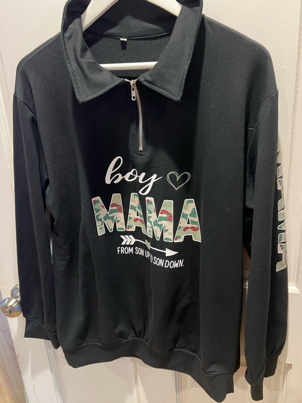 Boy Mama Camo-Print Black Pullover